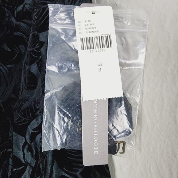 NEW Maeve Anthropologie Jonquil Black Floral Velvet Strapless Midi Dress - Picture 8 of 16